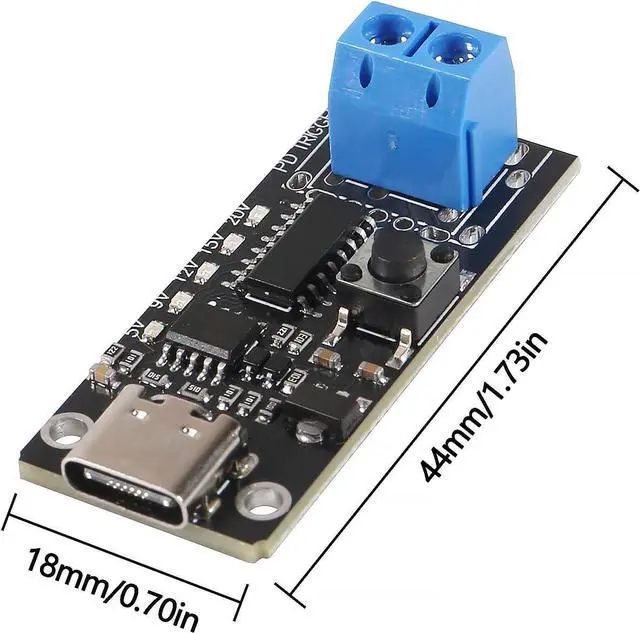 Alt view image 2 of 6 - 2PCS 100W 5A USB-C Fast Charge USB-C PD QC DC 5V 9V 12V 15V 20V Adjustable Voltage Power Trigger Module 5A Type-C Female Input