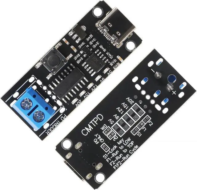 Alt view image 4 of 6 - 2PCS 100W 5A USB-C Fast Charge USB-C PD QC DC 5V 9V 12V 15V 20V Adjustable Voltage Power Trigger Module 5A Type-C Female Input