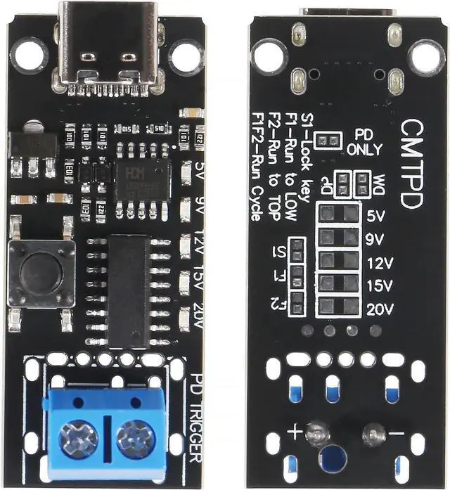Alt view image 3 of 6 - 2PCS 100W 5A USB-C Fast Charge USB-C PD QC DC 5V 9V 12V 15V 20V Adjustable Voltage Power Trigger Module 5A Type-C Female Input