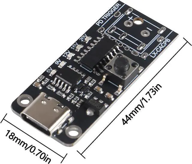 Alt view image 2 of 6 - 2PACK USB-C PD QC DC 5V 9V 12V 15V 20V Adjustable Voltage Power Trigger Module 5A Type-C Female Input