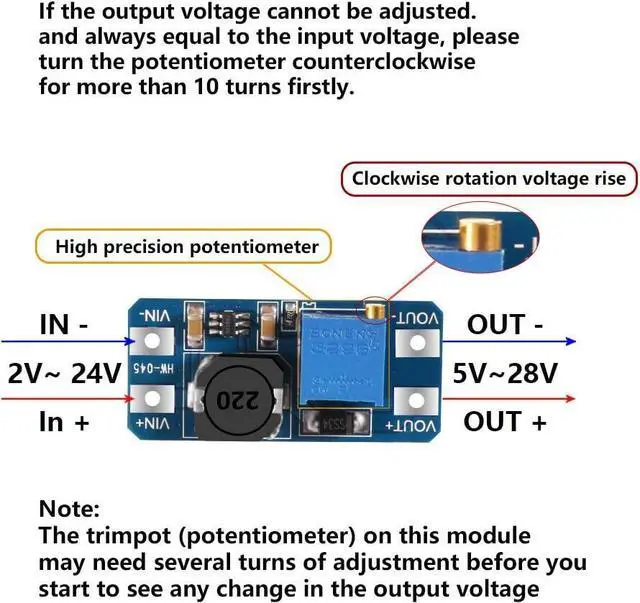 Alt view image 2 of 7 - 5pcs MT3608 DC-DC Boost Converter 2A Adjustable Step Up Module Voltage Regulator Board Input Voltage 2V-24V to 5V-28V Output Voltage for Arduino