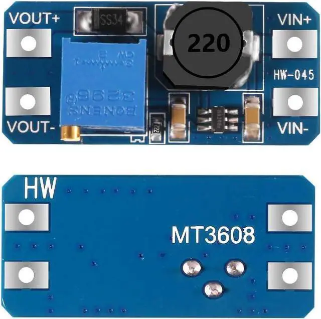 Alt view image 3 of 7 - 5pcs MT3608 DC-DC Boost Converter 2A Adjustable Step Up Module Voltage Regulator Board Input Voltage 2V-24V to 5V-28V Output Voltage for Arduino