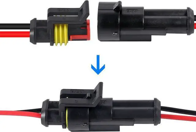 Alt view image 3 of 7 - 10 Pack 2 Pin Wire Connector 16 AWG Waterproof Automotive Electrical Connectors Deutsch Connector Male and Female Wire Connectors for Car Truck Boat