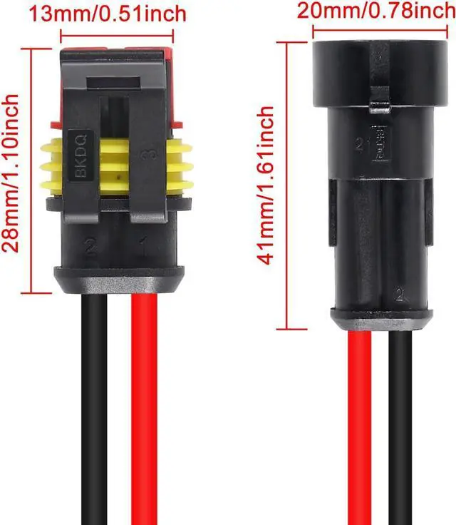 Alt view image 2 of 7 - 10 Pack 2 Pin Wire Connector 16 AWG Waterproof Automotive Electrical Connectors Deutsch Connector Male and Female Wire Connectors for Car Truck Boat