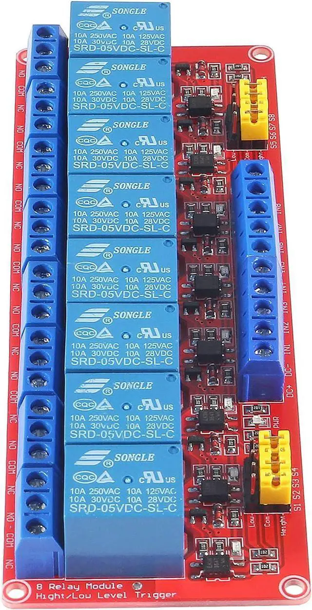 Alt view image 6 of 6 - 2PCS 5V 8 Channel Relay Module with OPTO-Isolated Support High and Low Level Trigger for Arduino