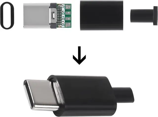 Alt view image 3 of 6 - 20pcs USB 3.1 Type C Connector 24 Pins Male Jack Tail Plug Electric Terminals Welding DIY Data Cable Accessories 24P PCB Board Support Module-Black