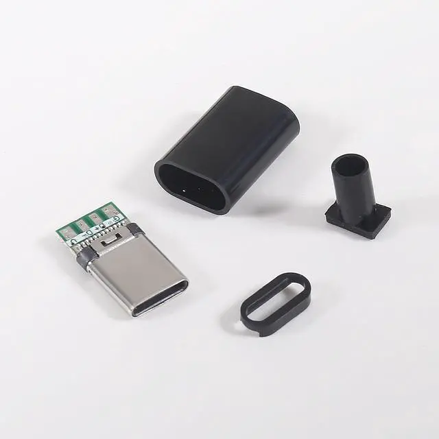 Alt view image 5 of 6 - 20pcs USB 3.1 Type C Connector 24 Pins Male Jack Tail Plug Electric Terminals Welding DIY Data Cable Accessories 24P PCB Board Support Module-Black