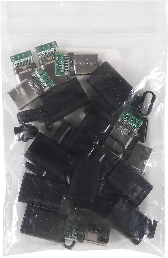 Alt view image 4 of 6 - 20pcs USB 3.1 Type C Connector 24 Pins Male Jack Tail Plug Electric Terminals Welding DIY Data Cable Accessories 24P PCB Board Support Module-Black