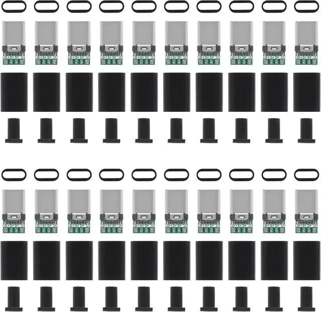 Main image of 20pcs USB 3.1 Type C Connector 24 Pins Male Jack Tail Plug Electric Terminals Welding DIY Data Cable Accessories 24P PCB Board Support Module-Black