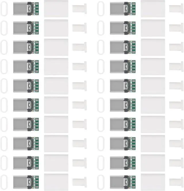 Main image of 20PCS USB 3.1 Type C Connector 24 Pins Male Plug Socket Receptacle Adapter to Solder Wire & Cable 24P PCB Board Support Module-White