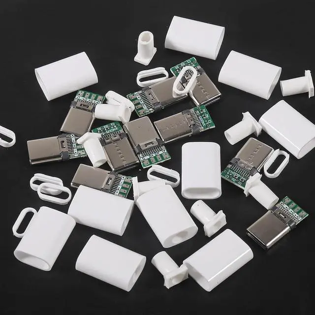 Alt view image 6 of 6 - 20PCS USB 3.1 Type C Connector 24 Pins Male Plug Socket Receptacle Adapter to Solder Wire & Cable 24P PCB Board Support Module-White