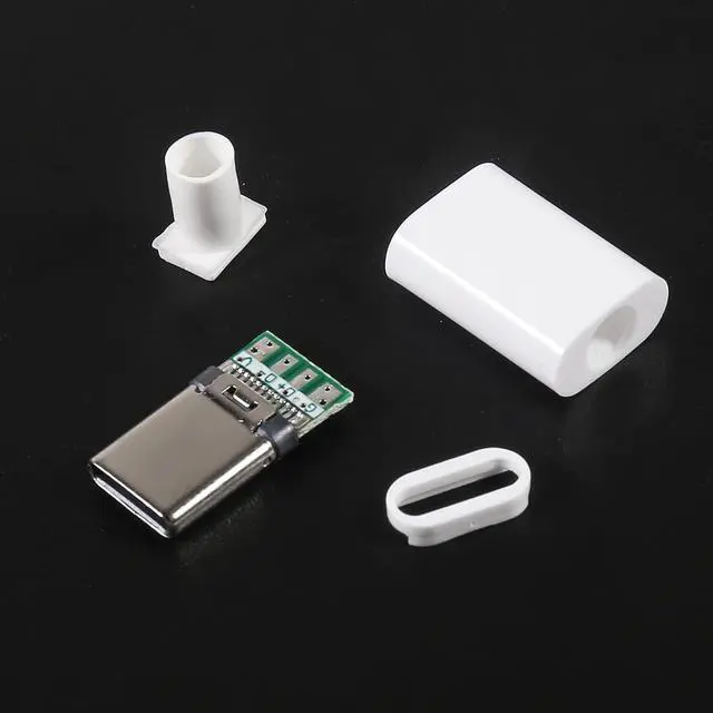 Alt view image 5 of 6 - 20PCS USB 3.1 Type C Connector 24 Pins Male Plug Socket Receptacle Adapter to Solder Wire & Cable 24P PCB Board Support Module-White