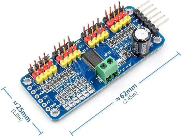 Alt view image 2 of 7 - PCA9685 16 CH 12Bit PWM Servo Motor Driver Board Controller IIC Interface for Arduino Raspberry Pi Zero/Zero W/Zero WH/2B/3B/3B+ and Robot (2pcs)