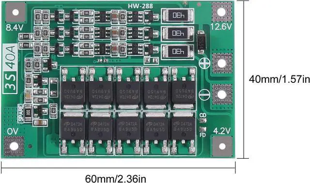 Alt view image 5 of 6 - 3 PCS 3S 11.1V 12V 12.6V 40A 18650 Charger PCB BMS Protection Board Li-ion Lithium Battery Charger Lipo Cell Module for Drill Motor with Balance