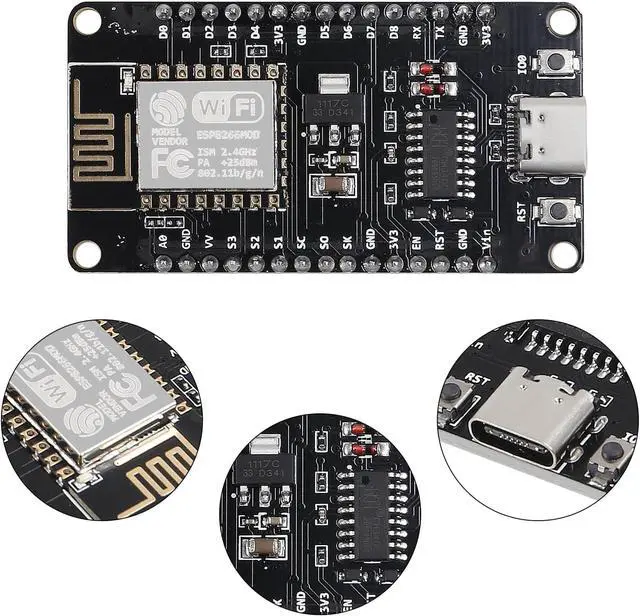 Alt view image 3 of 6 - 6PCS Type-C USB ESP8266 Serial Wireless Module CH340 ESP-12E NodeMCU LUA WiFi V3 Internet Development Board Compatible with Arduino IDE, Micropython