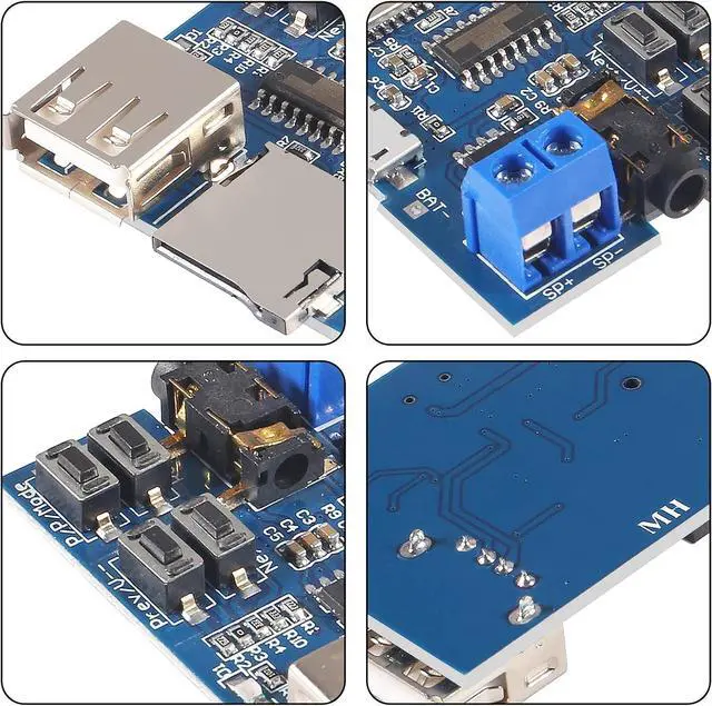 Alt view image 2 of 5 - 5PCS TF Card U Disk Play MP3 Decoder Player Module with Audio Amplifier Audio Decoding Player Module Micro USB 5V Power Supply