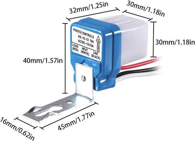 Alt view image 5 of 7 - 2 Pack - AC 220V 10A Automatic Auto On Off Photocell Street Light Switch 50-60Hz 10A Photo Control Photoswitch Sensor