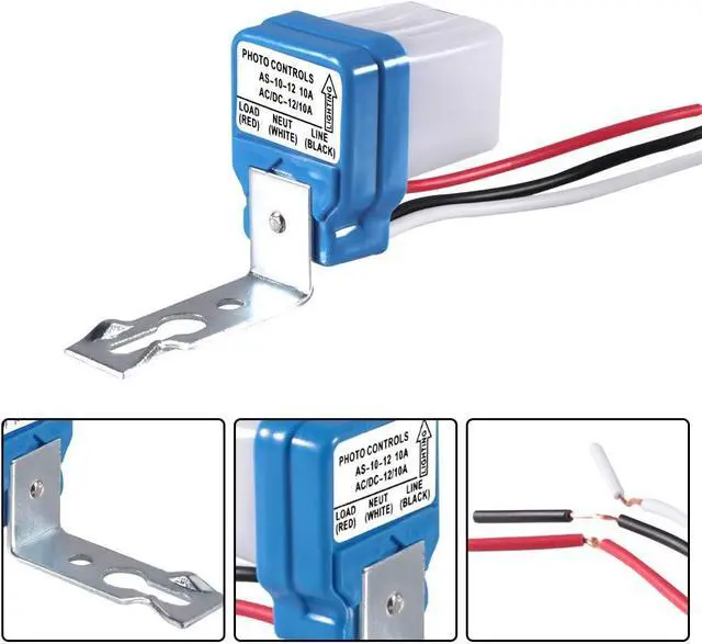 Alt view image 4 of 7 - 2 Pack - AC 220V 10A Automatic Auto On Off Photocell Street Light Switch 50-60Hz 10A Photo Control Photoswitch Sensor