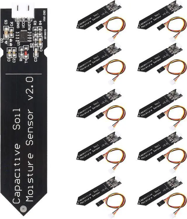 Main image of 10 Pack Capacitive Soil Moisture Sensor Corrosion Resistant for Arduino Moisture Detection Garden Watering DIY Electronic for Arduino and Raspberry Pi (10PCS)
