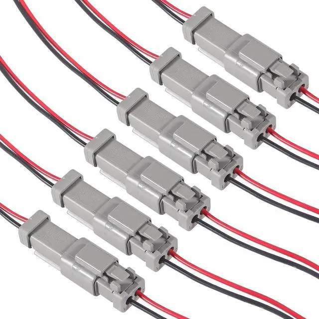 Alt view image 4 of 7 - 6 kit 2Pin Way Electrical Wire Connector, 2Way DT Automotive Waterproof Electrical Connector Male Female Plug Wiring Harness with 16AWG Cable Wire for Car Truck Motorcycle Marine-2pin