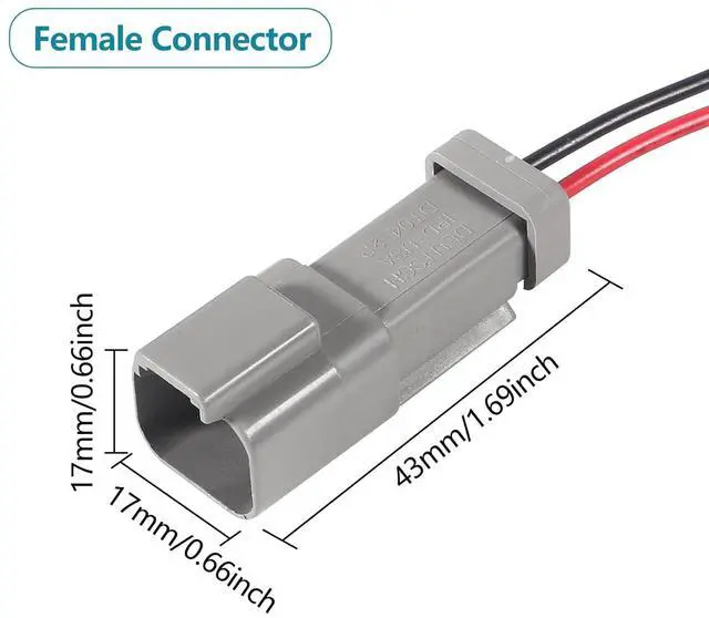 Alt view image 3 of 7 - 6 kit 2Pin Way Electrical Wire Connector, 2Way DT Automotive Waterproof Electrical Connector Male Female Plug Wiring Harness with 16AWG Cable Wire for Car Truck Motorcycle Marine-2pin