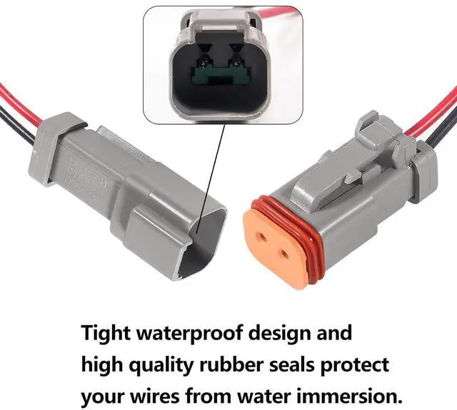 Alt view image 7 of 7 - 6 kit 2Pin Way Electrical Wire Connector, 2Way DT Automotive Waterproof Electrical Connector Male Female Plug Wiring Harness with 16AWG Cable Wire for Car Truck Motorcycle Marine-2pin