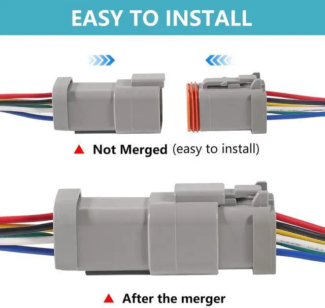 Alt view image 6 of 7 - 4 Sets 6 Pin Connector Kit Waterproof Electrical Connector 16 AWG Male and Female Automotive Wire Connectors for Car Truck Motorcycle Marine Boat and other wire connection