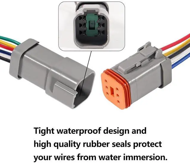 Alt view image 7 of 7 - 4 Sets 6 Pin Connector Kit Waterproof Electrical Connector 16 AWG Male and Female Automotive Wire Connectors for Car Truck Motorcycle Marine Boat and other wire connection