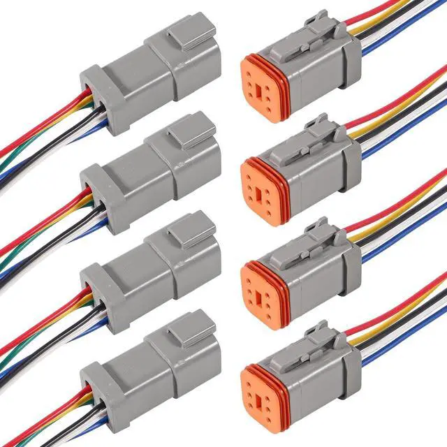 Main image of 4 Sets 6 Pin Connector Kit Waterproof Electrical Connector 16 AWG Male and Female Automotive Wire Connectors for Car Truck Motorcycle Marine Boat and other wire connection