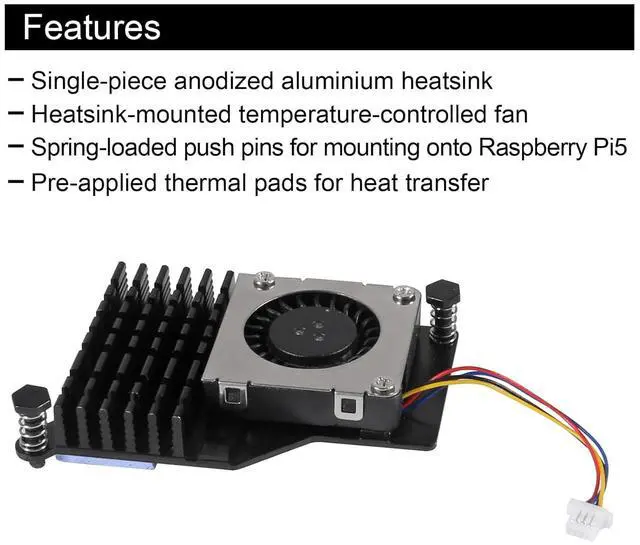 Alt view image 6 of 7 - 1set Case for Raspberry Pi Pi 5 Fan ABS Case with Cooler, Heatsink, for Raspberry Pi 5