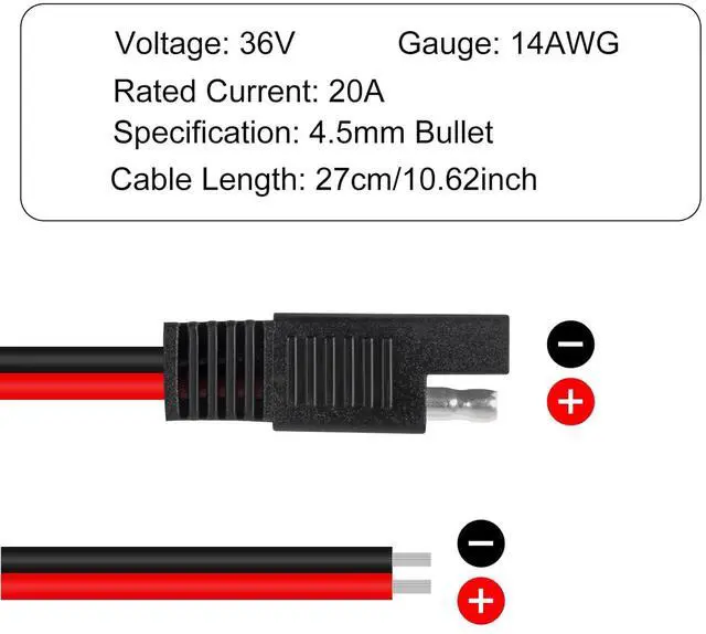 Alt view image 6 of 6 - 10PCS 1 Feet 30CM 14 AWG Connectors Cable Quick Disconnect Plug Extension Cable, SAE Extension Compatible withAutomotive, RV, Motorcycle Cars Tractor, Solar Panel Panel SAE Plug