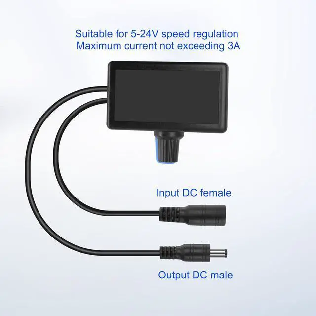 Alt view image 4 of 7 - DC5521 Fan Speed Control Regulator,DC 5.5mmx2.1mm Male Output to Female Input Fan Speed Control Knob PWM Adjust Wind Speed Module for 5-24V Fans, Motors, and Water Pumps