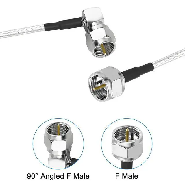 Alt view image 4 of 7 - Type Coaxial Right Angle Connector Cable,90° Angled to Straight F Type Male RG316 Digital RF Coax Cable Cord for HDTV, CATV, Modem, Satellite Receivers (6.6FT)