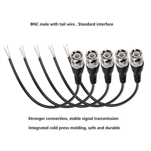 Alt view image 2 of 7 - BNC Pigtail Cable Bare Wire, BNC Male Coaxial Connector Extension Plug with Open End Wire for CCTV Camera Terminal Adpater (5pcs BNC Male)