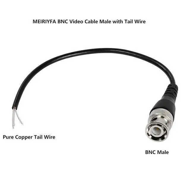 Alt view image 6 of 7 - BNC Pigtail Cable Bare Wire, BNC Male Coaxial Connector Extension Plug with Open End Wire for CCTV Camera Terminal Adpater (5pcs BNC Male)