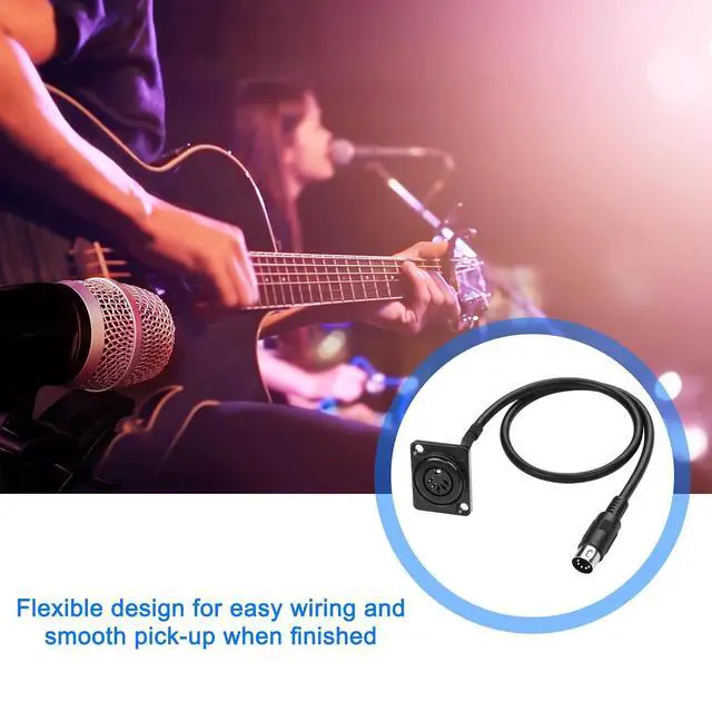 Alt view image 6 of 6 - D-Type DIN 5PIN MIDI Cable Female to Male Extension Cord Panel Mount 5 PIN Female Audio Adapter Cable for Keyboard Synthesizer, Organ, Electric Piano, MIDI Guitar (53CM)