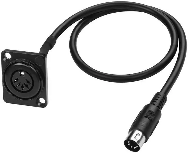Main image of D-Type DIN 5PIN MIDI Cable Female to Male Extension Cord Panel Mount 5 PIN Female Audio Adapter Cable for Keyboard Synthesizer, Organ, Electric Piano, MIDI Guitar (53CM)