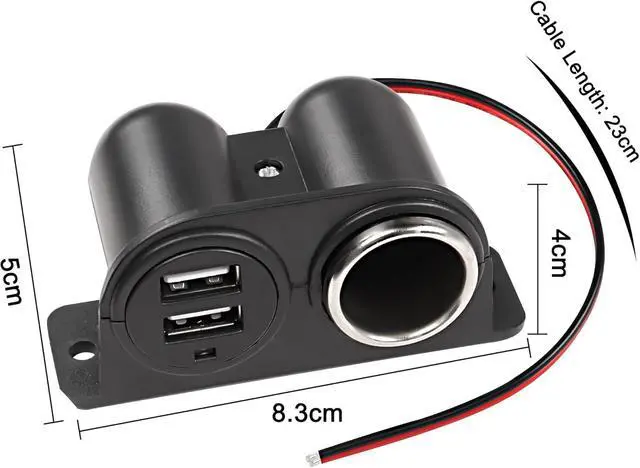 Alt view image 5 of 7 - Dual USB Cigarette Lighter Socket Power Outlet Car Charger, 3.1A Dual USB + Cigarette Lighter 12/24V Power Adapter Replacement for Vehicle Truck SUV Motorcycle Boat