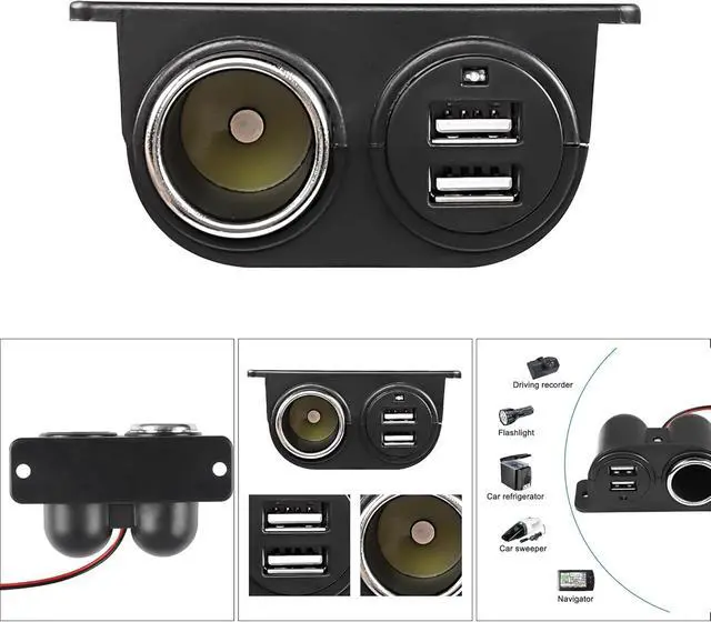 Alt view image 4 of 7 - Dual USB Cigarette Lighter Socket Power Outlet Car Charger, 3.1A Dual USB + Cigarette Lighter 12/24V Power Adapter Replacement for Vehicle Truck SUV Motorcycle Boat