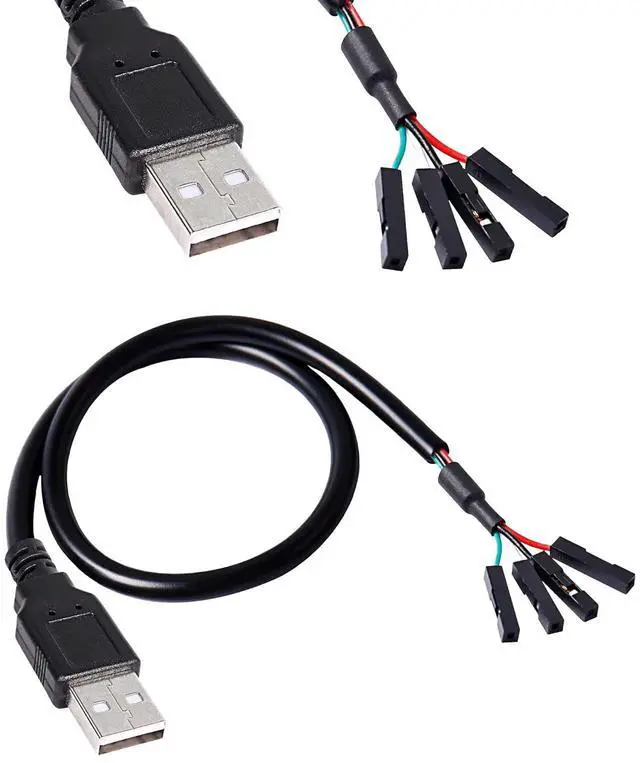 Main image of USB 2.0 A to USB 4 Pin Dupont Motherboard Header Adapter, USB Male to 4Pin Female 28AWG Extender Cable -30CM (2Pack)