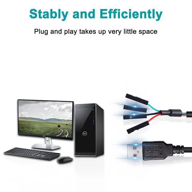 Alt view image 5 of 7 - USB 2.0 A to USB 4 Pin Dupont Motherboard Header Adapter, USB Male to 4Pin Female 28AWG Extender Cable -30CM (2Pack)