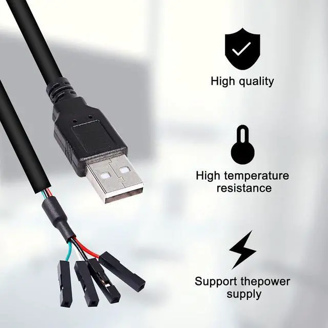 Alt view image 6 of 7 - USB 2.0 A to USB 4 Pin Dupont Motherboard Header Adapter, USB Male to 4Pin Female 28AWG Extender Cable -30CM (2Pack)
