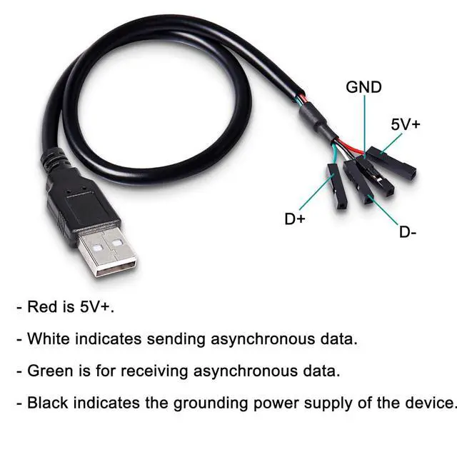Alt view image 2 of 7 - USB 2.0 A to USB 4 Pin Dupont Motherboard Header Adapter, USB Male to 4Pin Female 28AWG Extender Cable -30CM (2Pack)