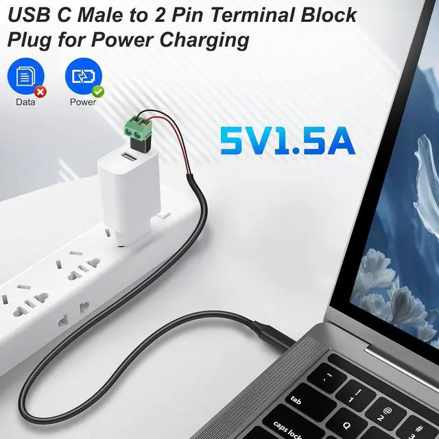 Alt view image 5 of 7 - USB Type C Solderless Connector Screw Terminal Adapter USB C Male to 2 Pin Terminal Block 5V 1.5A for Power Charging Repair DIY 5Pcs