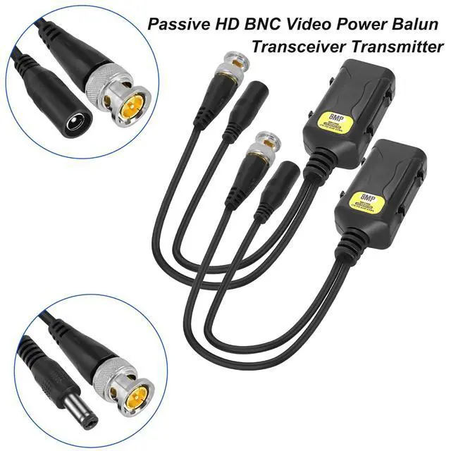 Alt view image 6 of 7 - Passive Video Balun BNC to RJ45 Cat5e/6 Video Baluns Transceiver Transmitter with Power Connector for 720P 1080P 3MP 4MP 5MP 8MP HD-CVI/TVI/CVBS Analog to IP Camera Converter (2 Pairs)