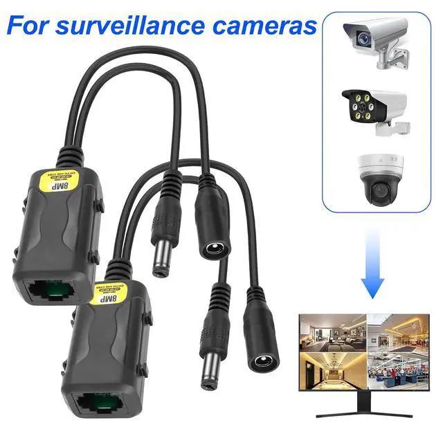 Alt view image 4 of 7 - Passive Video Balun BNC to RJ45 Cat5e/6 Video Baluns Transceiver Transmitter with Power Connector for 720P 1080P 3MP 4MP 5MP 8MP HD-CVI/TVI/CVBS Analog to IP Camera Converter (2 Pairs)