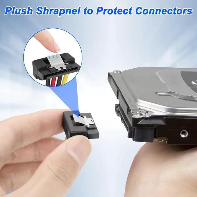 Alt view image 7 of 7 - SATA 15Pin Power Y Splitter Cable, SATA 15 Pin Male to Dual Female Right Angle Connectors Adapter Power Cable 18AWG for Hard Drive Disks HDD, SSD (2Pack, 20CM)