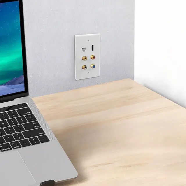 Alt view image 7 of 7 - HDMI RCA 6 Port Keystone Wall Plate HDMI Coax CAT6 Ethernet RCA Ethernet Wall Outlet Plate Panel 3 RCA +1 Cat6+1 Coax Cable TV F Type Port+1 HDMI Female to Female Insert Wall Plates -White