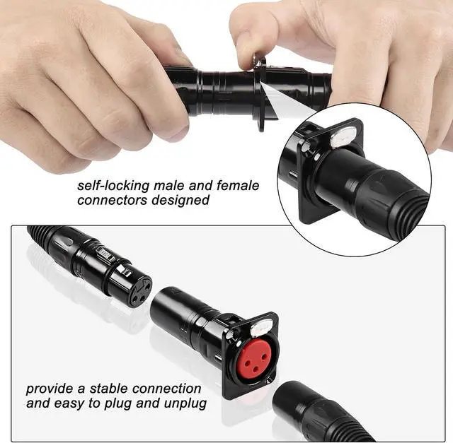 Alt view image 2 of 7 - XLR 3 Pin Female to Male Pass Through Panel Mount Jack, Mic XLR 3PIN D Series Type Adapter Feed/Pass Thru Converter Compatible with Microphone, Mixer