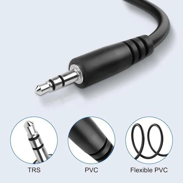 Alt view image 2 of 7 - D-Type Panel Mount Audio Cable, 3.5mm TRS Male to D-Type 3.5mm Female Stereo Jack Headphone Connector Cord for Smart Phone, Laptop, Tablet